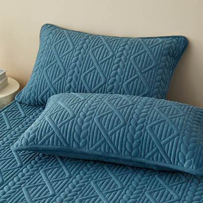 Wheat-Inspired Geometric Padding Quilted Milk Velvet Fitted Sheet Mattress Cover