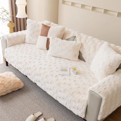 Fuzzy Anti-slip Cosy Plush Furniture Protector Sofa Cover