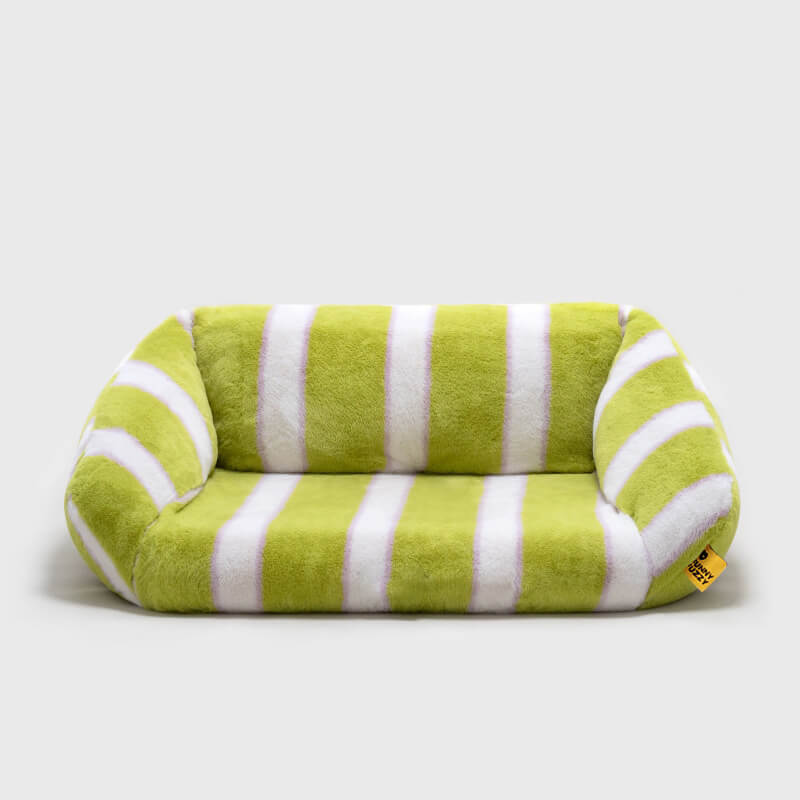 Fuzzy Stripe Washable Dog Sofa Bed