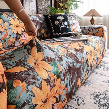 Garden Floral Polar Fleece Sofa Protection Full Cover Stretch Magic So