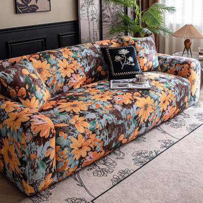 Garden Floral Polar Fleece Sofa Protection Full Cover Stretch Magic Sofa Cover