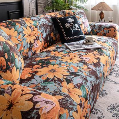 Garden Floral Polar Fleece Sofa Protection Full Cover Stretch Magic Sofa Cover