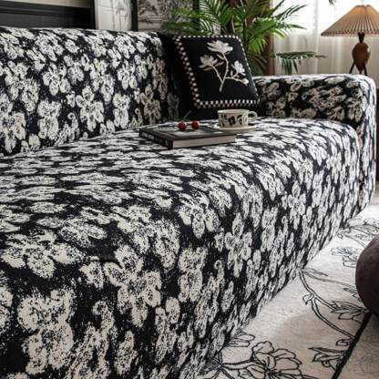 Garden Floral Polar Fleece Sofa Protection Full Cover Stretch Magic Sofa Cover