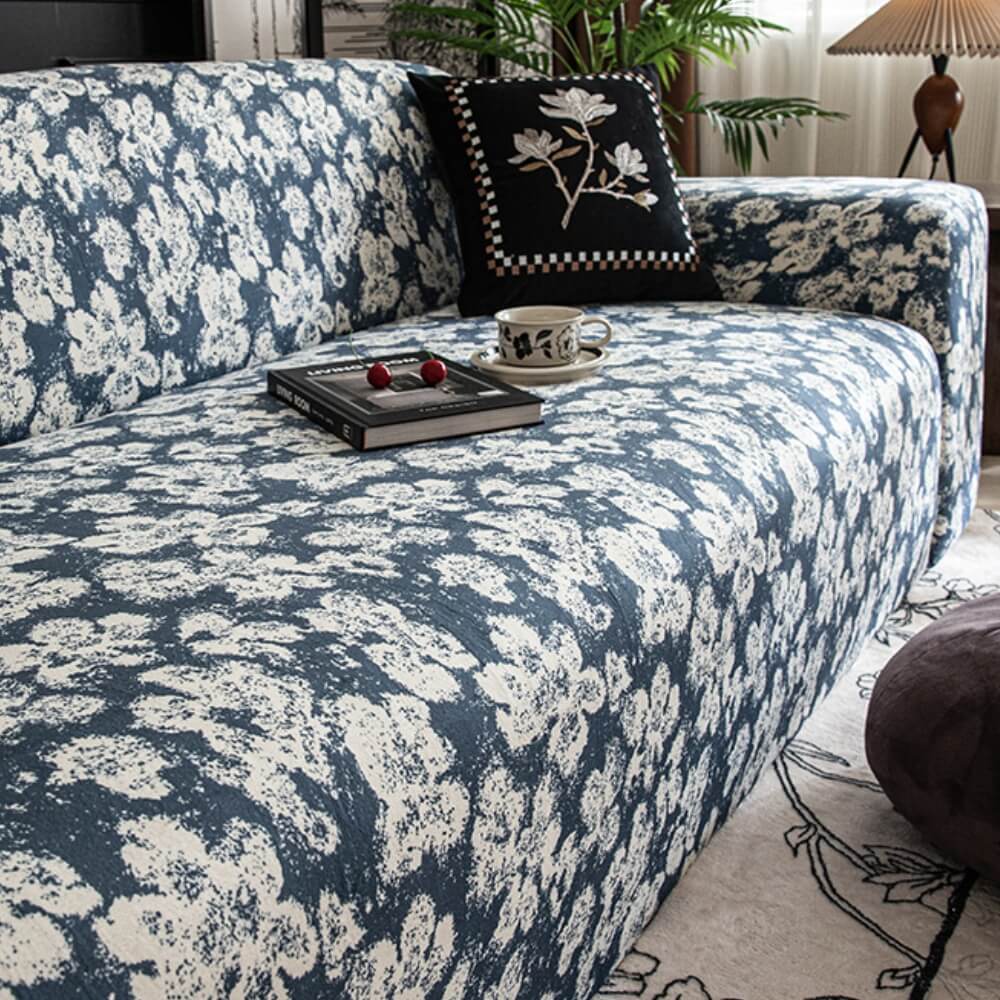 Garden Floral Polar Fleece Sofa Protection Full Cover Stretch Magic Sofa Cover