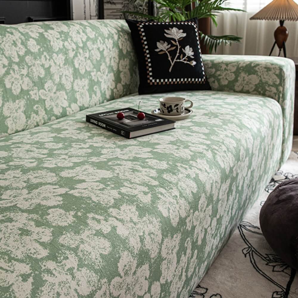 Garden Floral Polar Fleece Sofa Protection Full Cover Stretch Magic Sofa Cover