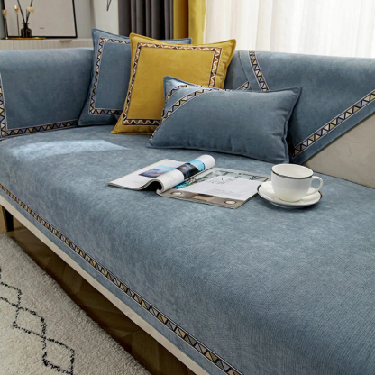 Geometric Decor Solid Colour Chenille Non-Slip Comfort Sofa Cover