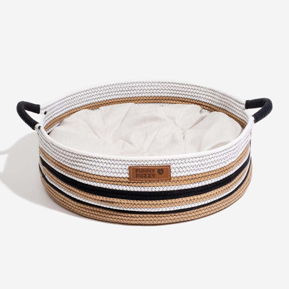 Handcrafted Stripe Calming Cat Bed - Timeless Nest