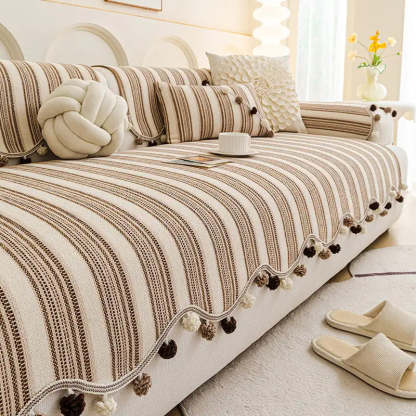Irregular Contrast Colour Chenille Skin-Friendly Non-Slip Sofa Protective Sofa Cover