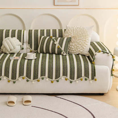 Irregular Contrast Colour Chenille Skin-Friendly Non-Slip Sofa Protective Sofa Cover