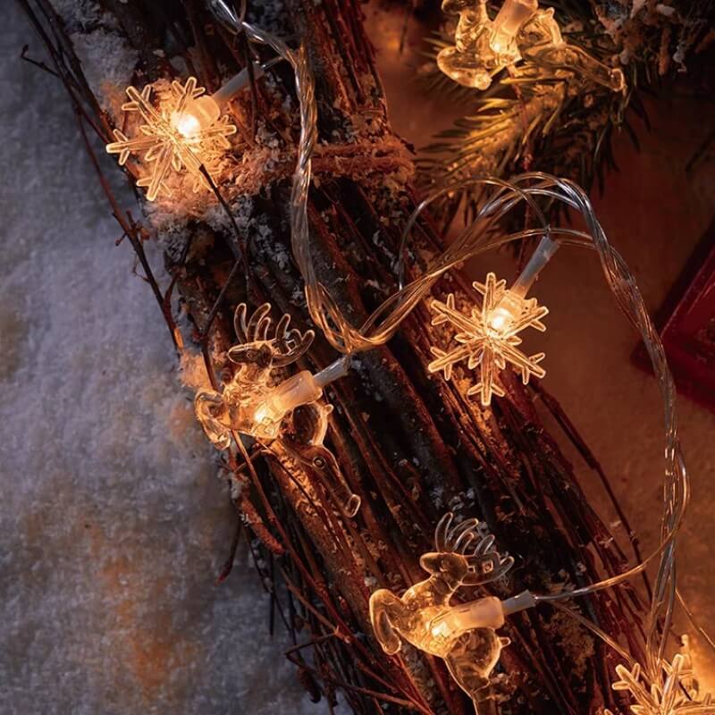 LED Lights Christmas Reindeer & Snowflake USB String Lights