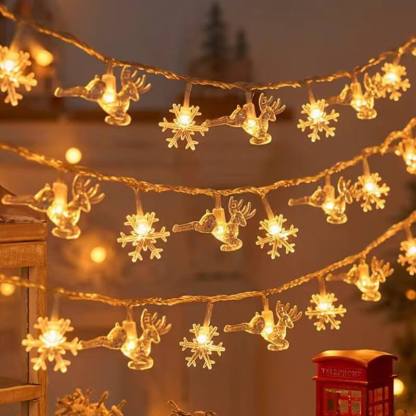 LED Lights Christmas Reindeer & Snowflake USB String Lights