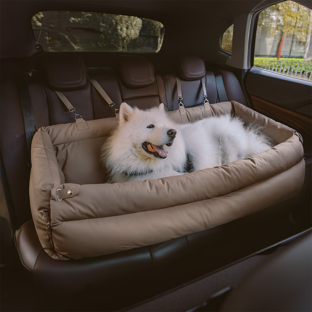 Large Deluxe Faux Leather Dog Car Seat Booster Bed Urban Voyager