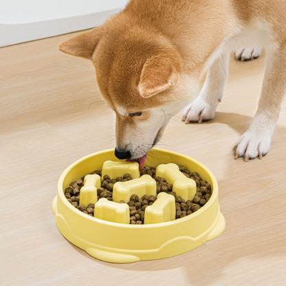 Lemon Yellow Non-Slip Dog Slow Food Bowl