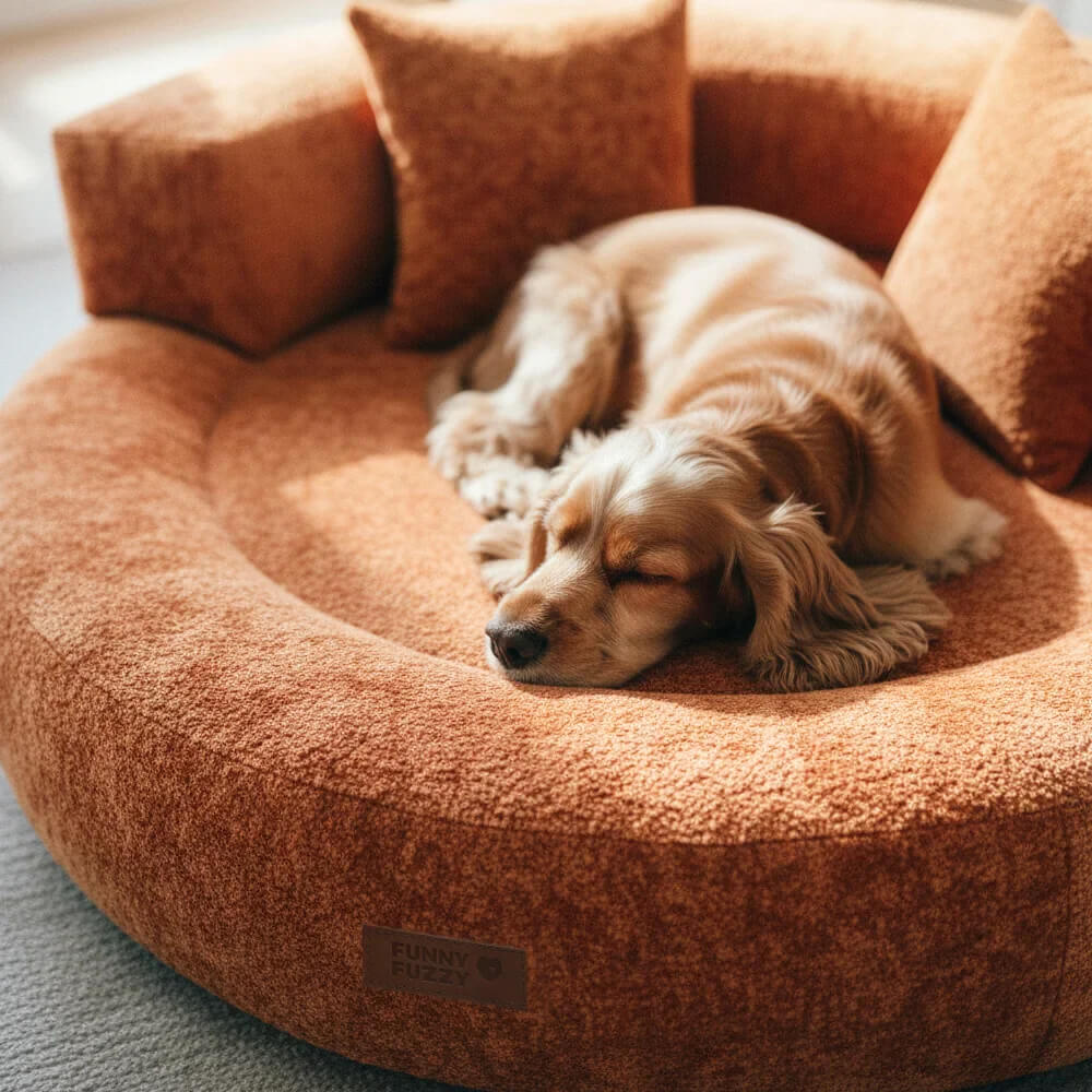 Luxe Diamond Velvet Removable Orthopaedic Donut Dog Bed With Pillow - DreamNest