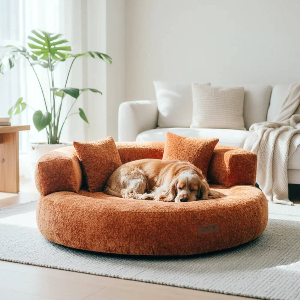 Luxe Diamond Velvet Removable Orthopaedic Donut Dog Bed With Pillow - DreamNest