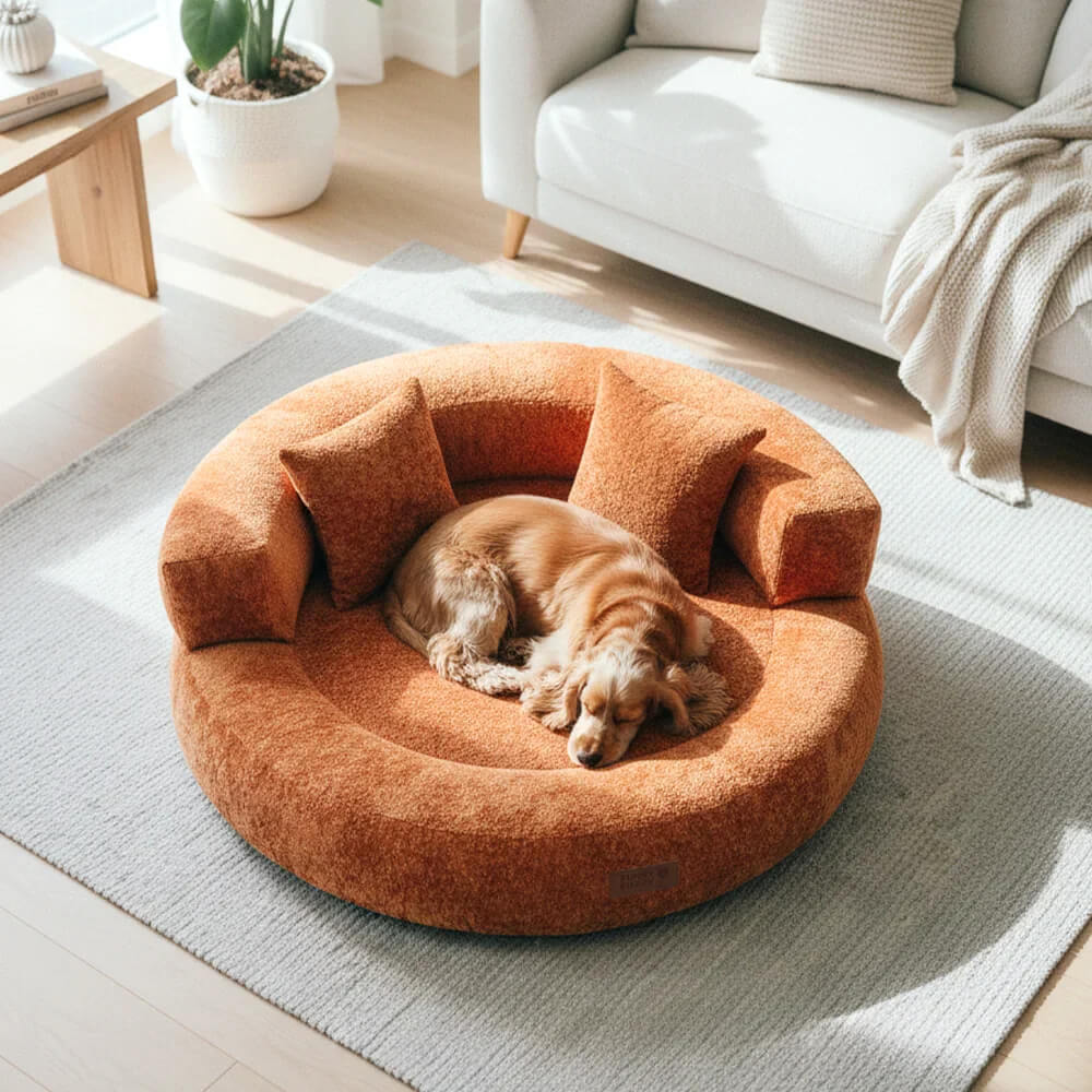 Luxe Diamond Velvet Removable Orthopaedic Donut Dog Bed With Pillow - DreamNest