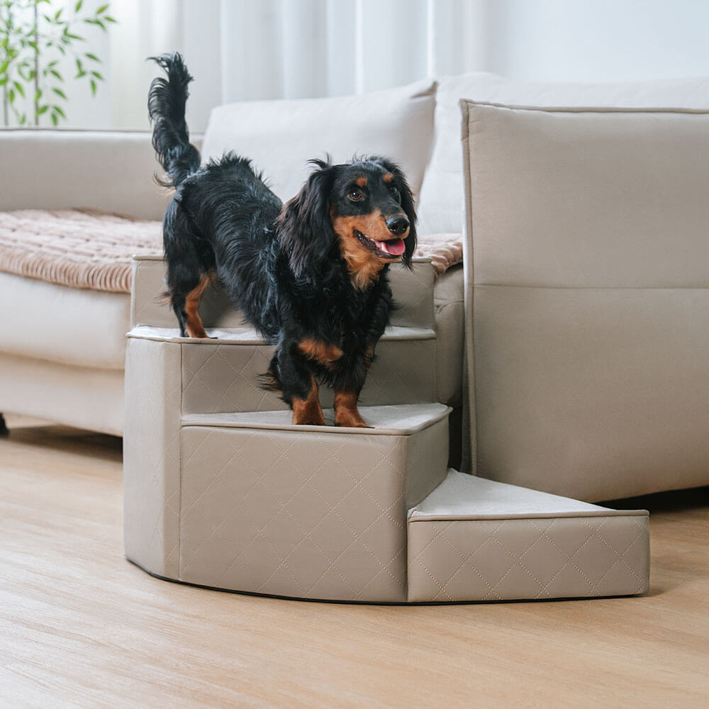 Luxe Water-repellent Faux Leather Removable Spiral Pet Steps - StepEase