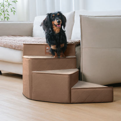 Luxe Water-repellent Faux Leather Removable Spiral Pet Steps - StepEase
