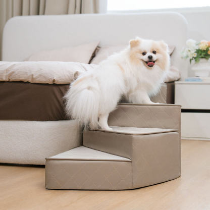 Luxe Water-repellent Faux Leather Removable Spiral Pet Steps - StepEase