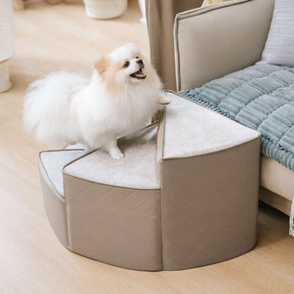 Luxe Water-repellent Faux Leather Removable Spiral Pet Steps - StepEase