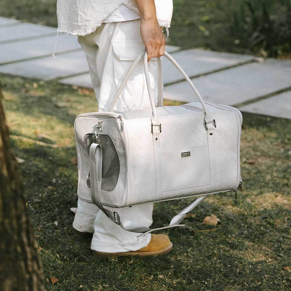 Luxury Multi-Functional Breathable Woven Leather Pet Carrier – The City Companion