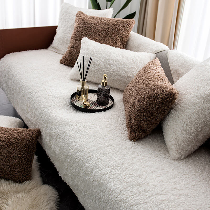 Luxury Warm Fleece Furniture Protective Mat Non-Slip Sofa Cover