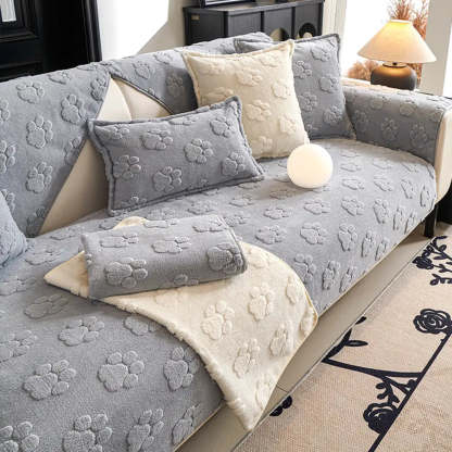 Paw Print Cute Plush Thick Sofa Decoration Non-slip Sofa Cover