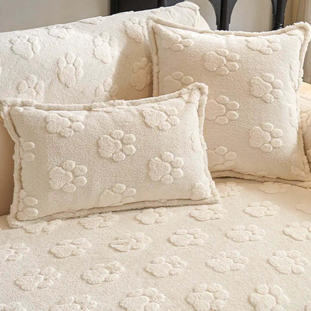 Paw Print Cute Plush Thick Sofa Decoration Non-slip Sofa Cover