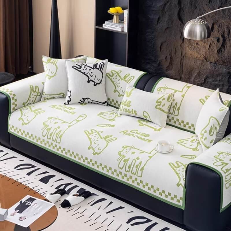 Playful Cat Chenille Fabric Anti-Scratch Sofa Protection Sofa Cover