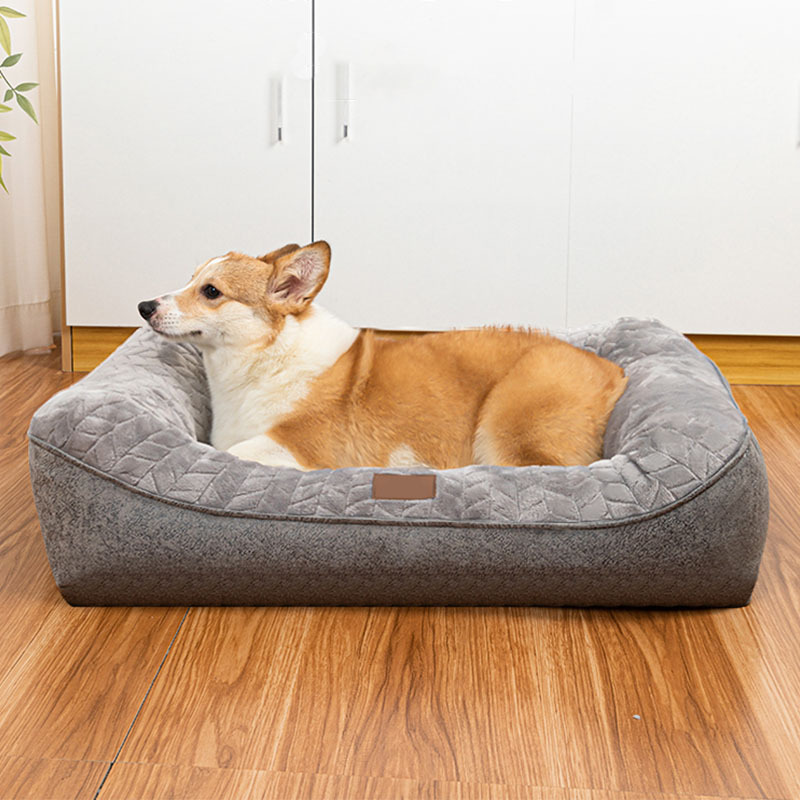Plump Flannel High Rebound Removable Dog Square Bed