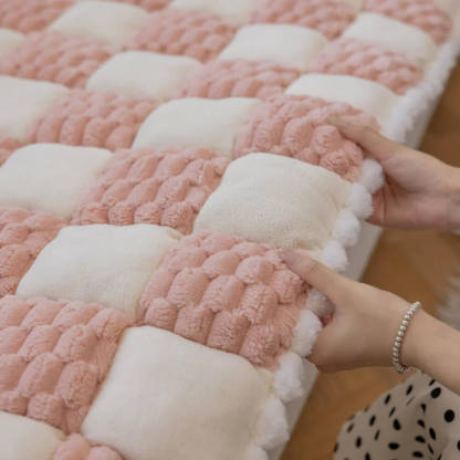 Plush Handmade Colour Block Dog Mat Soft Furniture Protector Non-Slip Sofa Cover
