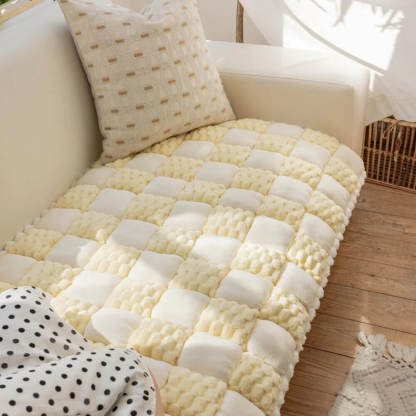 Plush Handmade Colour Block Dog Mat Soft Furniture Protector Non-Slip Sofa Cover