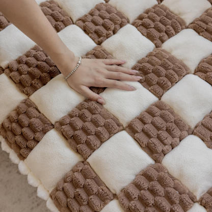 Plush Handmade Colour Block Dog Mat Soft Furniture Protector Non-Slip Sofa Cover