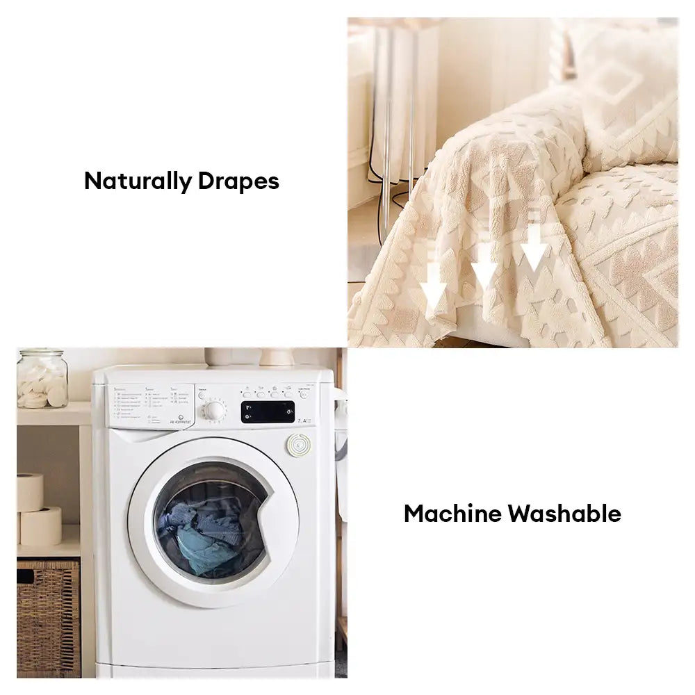 Plush Thickened Geometric Pattern Furniture Blanket Throw Sofa Cover