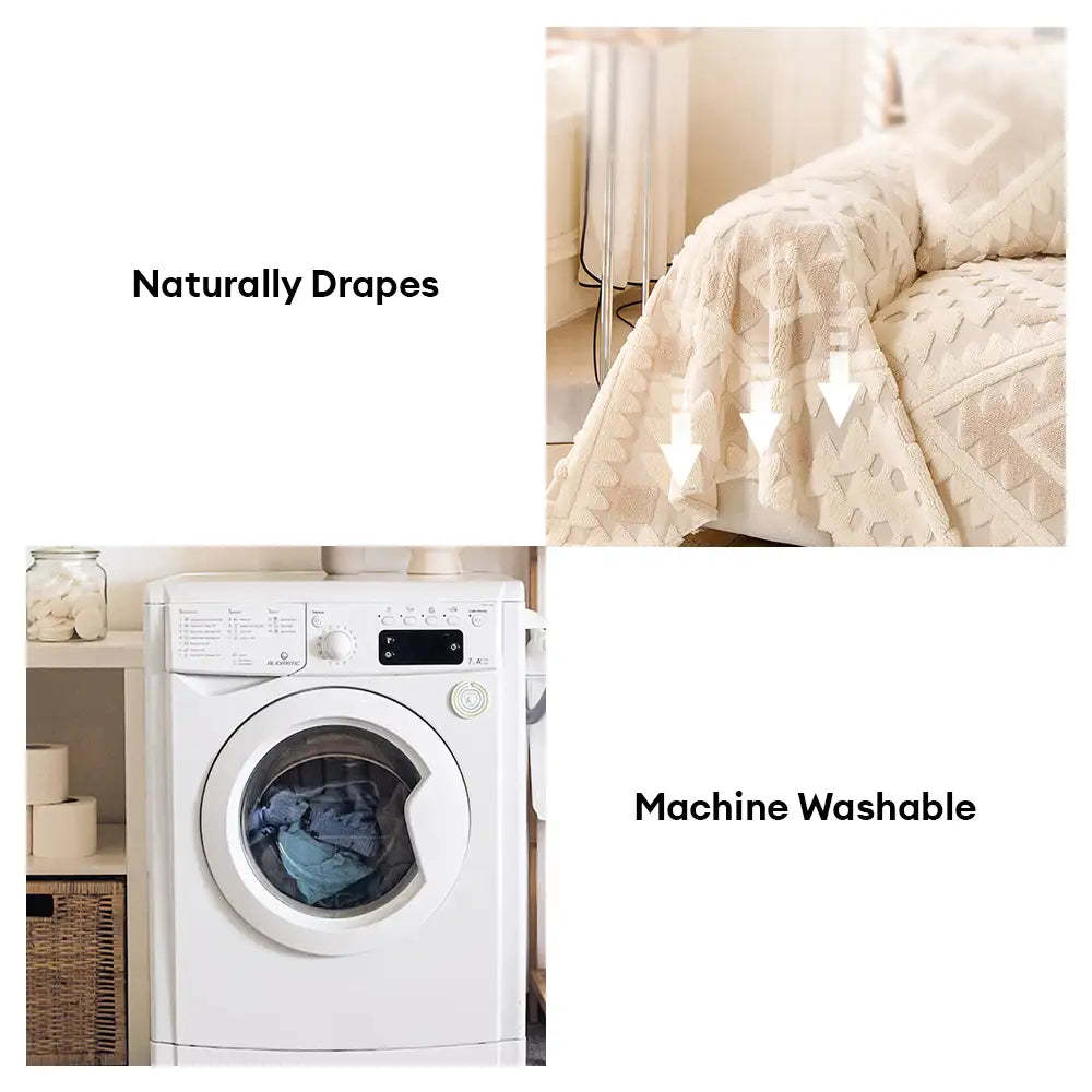 Plush Thickened Geometric Pattern Furniture Blanket Throw Sofa Cover