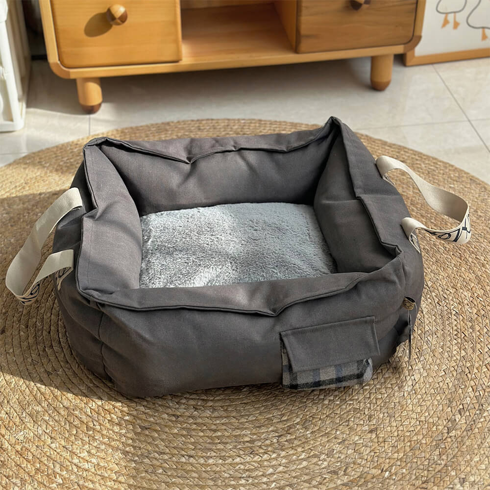 Portable Pet Bed with Handle Cosy & Washable Dog Bed