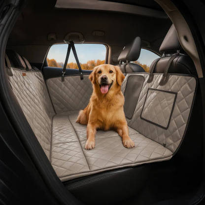 Premium Faux Leather Water-repellent Hammock Dog Car Seat Cover - RideProtector