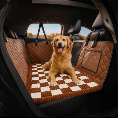 Cosy Plaid Non-Slip Dog Bed Mat for Car Seat Extender