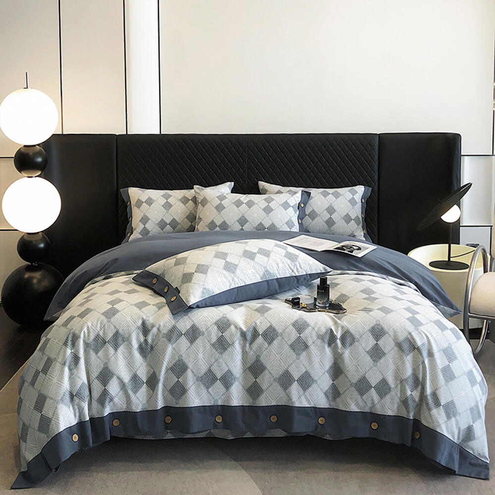 Colourful Geometric Ultra-Soft Brushed Cotton Button Bed Sheet Set