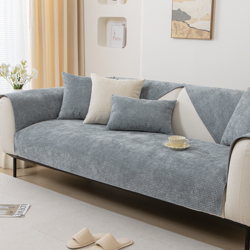 Delicate Waffle Chenille Fabric Furniture Protector Sofa Cover