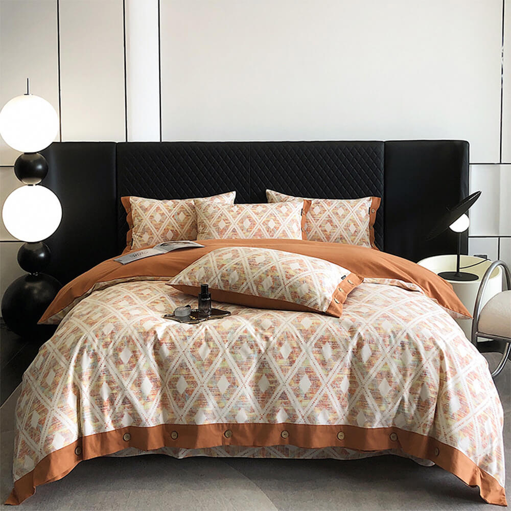 Colourful Geometric Ultra-Soft Brushed Cotton Button Bed Sheet Set