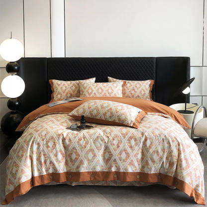 Colourful Geometric Ultra-Soft Brushed Cotton Button Bed Sheet Set