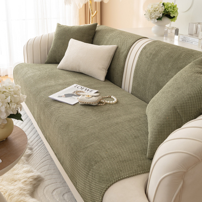 Simple Solid Colour Plush Furniture Protector Sofa Cover