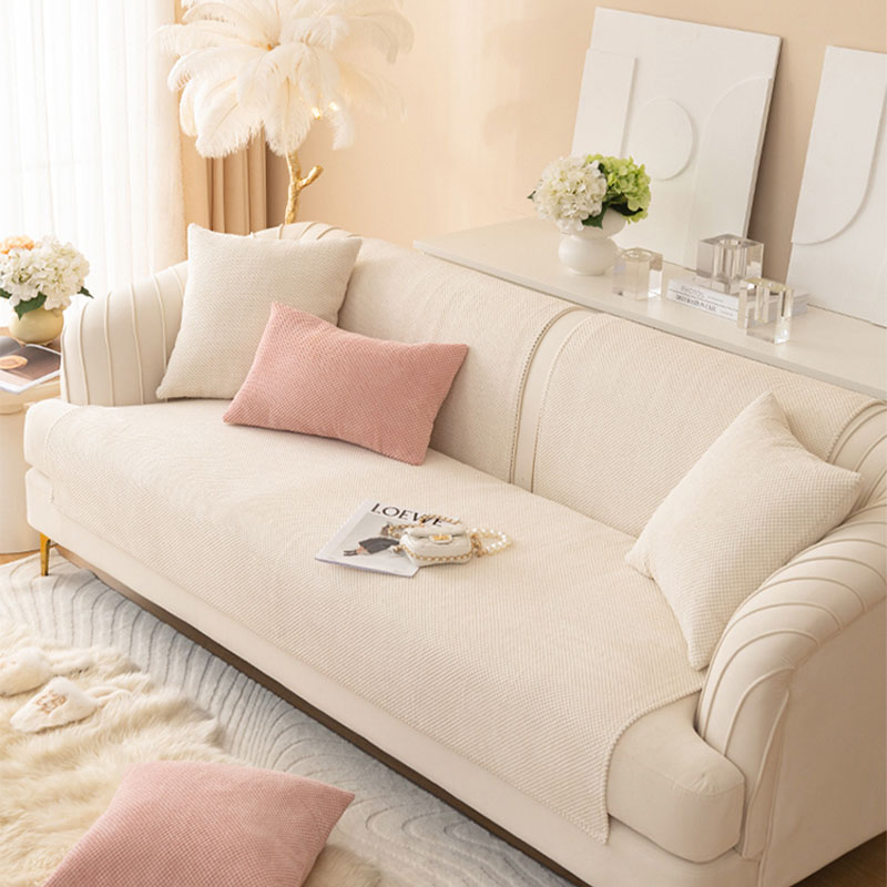 Simple Solid Colour Plush Furniture Protector Sofa Cover