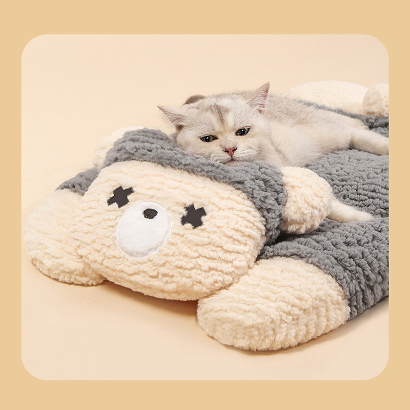 Sleepy Bear Warm Plush Pet Mat