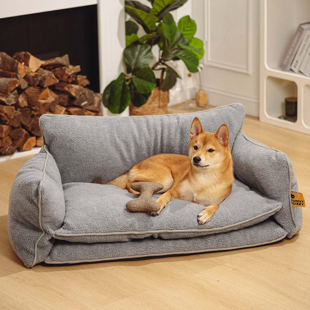 Trendy Striped Faux Lambswool Double Layer Dog & Cat Sofa Bed-FunnyFuzzy