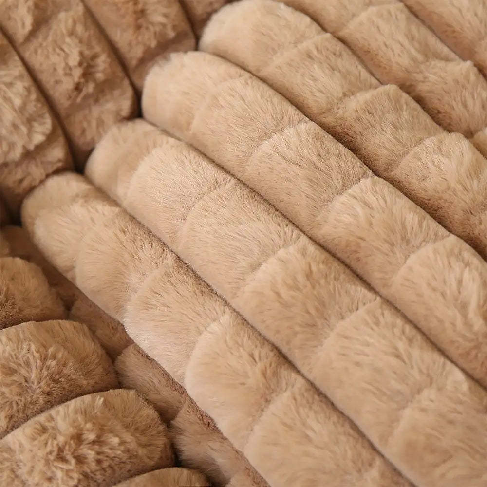 Square Striped Short Plush Fluffy Dog Bed for Small to Large Dogs’ Deep Rest