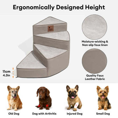 Luxe Water-repellent Faux Leather Removable Spiral Pet Steps - StepEase
