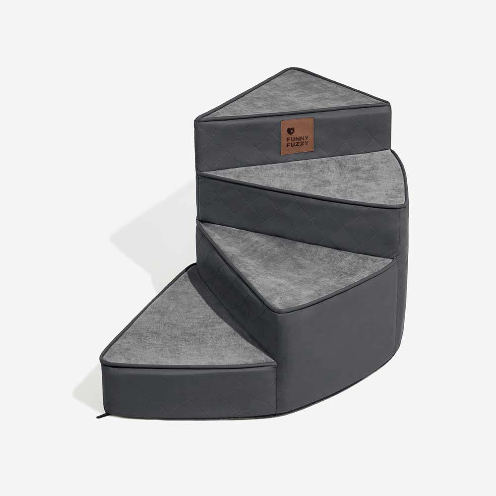 Luxe Water-repellent Faux Leather Removable Spiral Pet Steps - StepEase