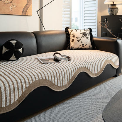 Striped Chenille Irregular Scratch-Resistant Non-Slip Sofa Cover